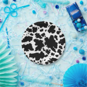 Moderne Schwarz-weiße Kuhhaut Textur Tierdruck Pappteller (Party)