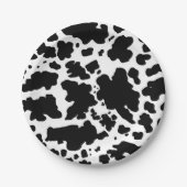 Moderne Schwarz-weiße Kuhhaut Textur Tierdruck Pappteller (Vorderseite)