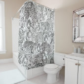 Moderne Schwarz-weiße Leopard Tiger Tiere Duschvorhang (Beispiel)