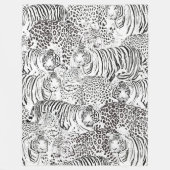 Moderne Schwarz-weiße Leopard Tiger Tiere Fleecedecke (Vorderseite)