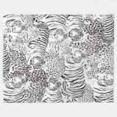 Moderne Schwarz-weiße Leopard Tiger Tiere Fleecedecke (Vorderseite (Horizontal))