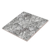 Moderne Schwarz-weiße Leopard Tiger Tiere Fliese (Seite)