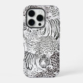 Moderne Schwarz-weiße Leopard Tiger Tiere iPhone Hülle (Rückseite)