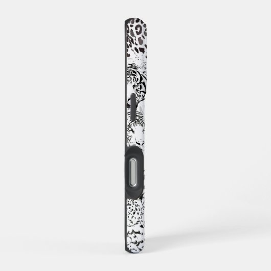 Moderne Schwarz-weiße Leopard Tiger Tiere iPhone Hülle (Rechte Seite)