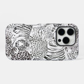 Moderne Schwarz-weiße Leopard Tiger Tiere iPhone Hülle (Rückseite (Horizontal))