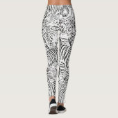 Moderne Schwarz-weiße Leopard Tiger Tiere Leggings (Rückseite)