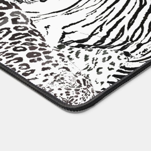 Moderne Schwarz-weiße Leopard Tiger Tiere Schreibtischunterlage (Ecke)