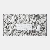 Moderne Schwarz-weiße Leopard Tiger Tiere Schreibtischunterlage (Tastatur & Maus)