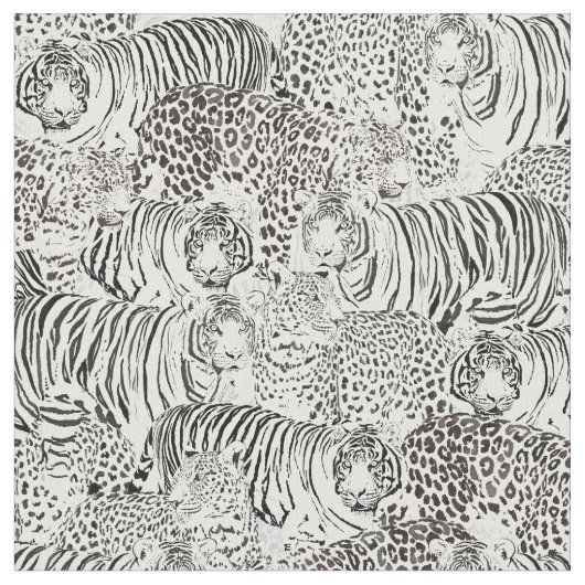 Moderne Schwarz-weiße Leopard Tiger Tiere Stoff (Nahaufnahme)