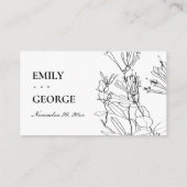 MODERNE SCHWARZ-WEISSE LINIE ZEICHNEND FLORALE PLA VISITENKARTE (Rückseite)