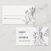 MODERNE SCHWARZ-WEISSE LINIE ZEICHNEND FLORALE PLA VISITENKARTE (Vorne/Hinten)