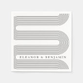 Moderne Schwarz-weiße Linien Arch Eleganter Hochze Serviette (Vorderseite)