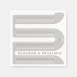 Moderne Schwarz-weiße Linien Arch Eleganter Hochze Serviette