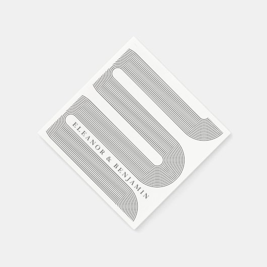 Moderne Schwarz-weiße Linien Arch Eleganter Hochze Serviette (Ecke)