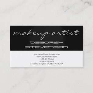 Moderne Schwarz-weiße Make-up Artist Business Card Visitenkarte