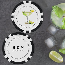 Moderne Schwarz-weiße Margarita Drink Voucher Hoch Pokerchips