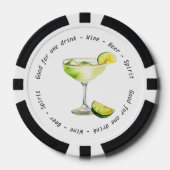 Moderne Schwarz-weiße Margarita Drink Voucher Hoch Pokerchips (Vorderseite)
