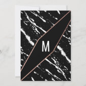Moderne Schwarz-weiße Marmor-Rose Gold Bachelorett Einladung (Rückseite)