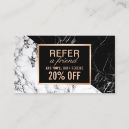 Moderne Schwarz-weiße Marmorbeschreibungen Empfehlungskarte