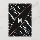 Moderne Schwarz-weiße MarmorRosen-Goldchic-Details Begleitkarte (Rückseite)