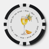 Moderne Schwarz-weiße Mimosa Drink Voucher Hochzei Pokerchips (Vorderseite)
