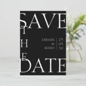 Moderne Schwarz-weiße Minimal-Foto-Hochzeit Save The Date (Stehend Vorderseite)