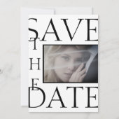 Moderne Schwarz-weiße Minimal-Foto-Hochzeit Save The Date (Rückseite)