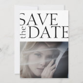 Moderne Schwarz-weiße Minimal-Foto-Hochzeit Save The Date (Rückseite)