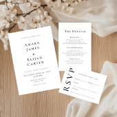 Moderne schwarz-weiße Minimal-Hochzeit Einladung