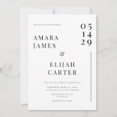 Moderne schwarz-weiße Minimal-Hochzeit Einladung (Vorderseite)