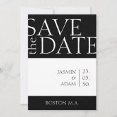 Moderne Schwarz-weiße Minimal-Typografie Save The Date (Vorderseite)
