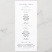 Moderne schwarz-weiße minimalistische Hochzeit Programm (Rückseite)