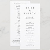 Moderne schwarz-weiße minimalistische Hochzeit Programm (Vorne/Hinten)