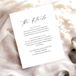 Moderne Schwarz-weiße Minimalistische Hochzeitdeta Begleitkarte