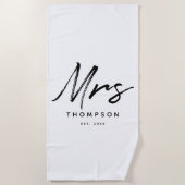 Moderne Schwarz-weiße Minimalistische Schrift Strandtuch (Vorderseite)