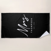 Moderne Schwarz-weiße Minimalistische Schrift Strandtuch (Vorderseite)