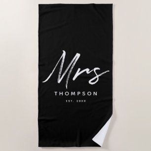Moderne Schwarz-weiße Minimalistische Schrift Strandtuch