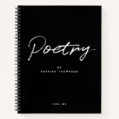 Moderne Schwarz-weiße Minimalistische Script-Poesi Notizblock (Vorderseite)