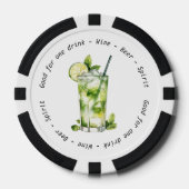 Moderne Schwarz-weiße Mojito Drink Voucher Hochzei Pokerchips (Vorderseite)