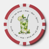 Moderne Schwarz-weiße Mojito Drink Voucher Hochzei Pokerchips (Vorderseite)