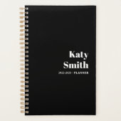 Moderne Schwarz-weiße Monatswochen starten jederze Planer (Vorderseite)