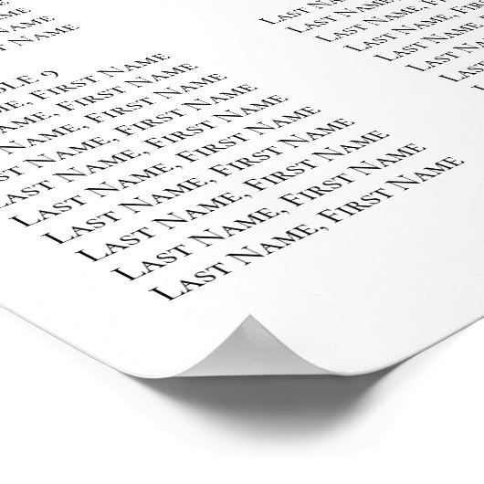 Moderne Schwarz-weiße Mongram Hochzeitstabelle Poster (Ecke)