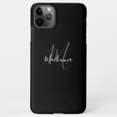 Moderne Schwarz-weiße Monogram Girly Script Name C iPhone Hülle (Rückseite)