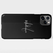 Moderne Schwarz-weiße Monogram Girly Script Name C iPhone Hülle (Rückseite (Horizontal))