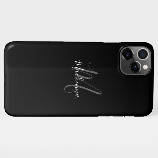 Moderne Schwarz-weiße Monogram Girly Script Name C iPhone Hülle (Rückseite (Horizontal))