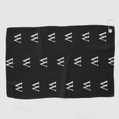 Moderne schwarz-weiße Monogramm-Initiale Golfhandtuch (Horizontal)