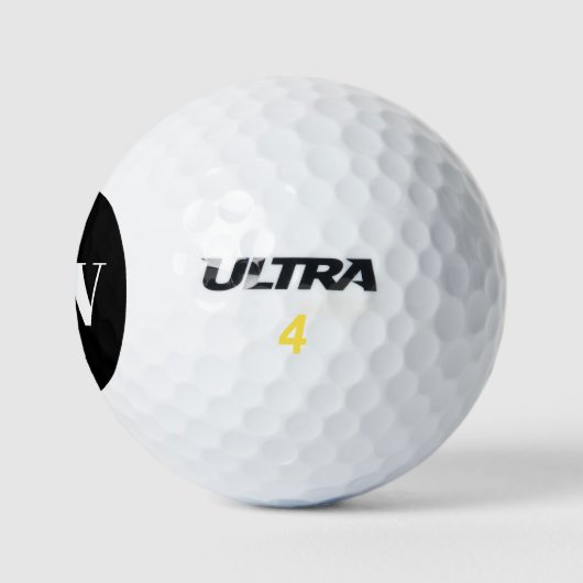 Moderne Schwarz-weiße Monogramm-Initialen Personal Golfball (Logo)