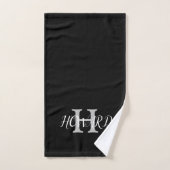 Moderne Schwarz-weiße Monogramm Name Newlyweds Badhandtuch Set (Handtuch)