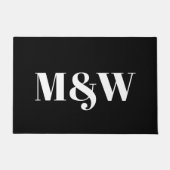 Moderne Schwarz-weiße Monogramm-Pärchen Fußmatte (Vorderseite)