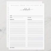 Moderne Schwarz-weiße Monogramm-Rezepte nach Rezep (Vorne/Hinten)